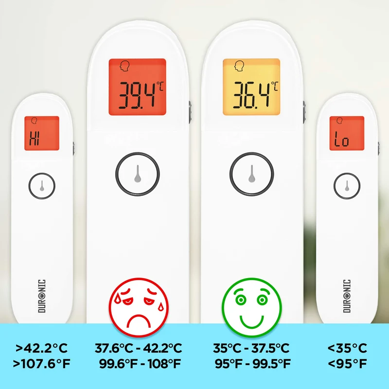 Duronic IRT3W Thermomètre Infrarouge 3 en 1 Température par l'Oreille et Le Front Modes Adultes Enfants Objets Mesure sans Contact Fonction de mémorisation Alerte de fièvre Pochette