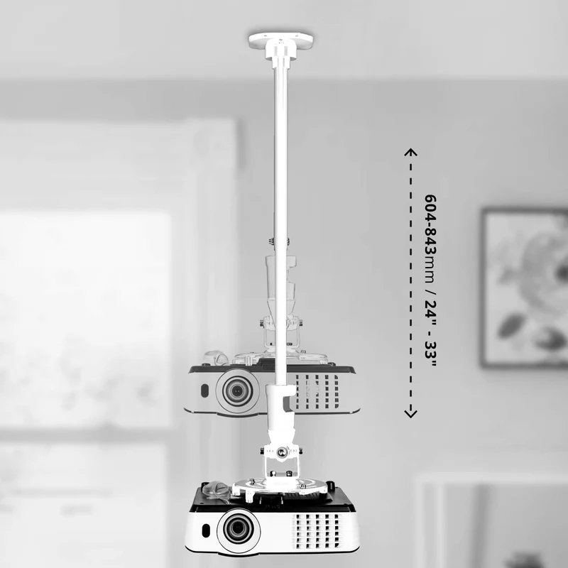 Duronic PB08XL Support pour Vidéoprojecteur Plafond Rotatif 360° Inclinable 180° Pivotable 180° Charge maximale 10 kg Bras Extensible Idéal pour Home Cinema présentations conférences