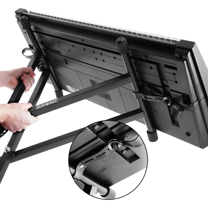 Duronic KS2B Support pour synthétiseur Clavier avec vis et Sangles de Fixation Hauteur réglable Léger Supporte 30 kg