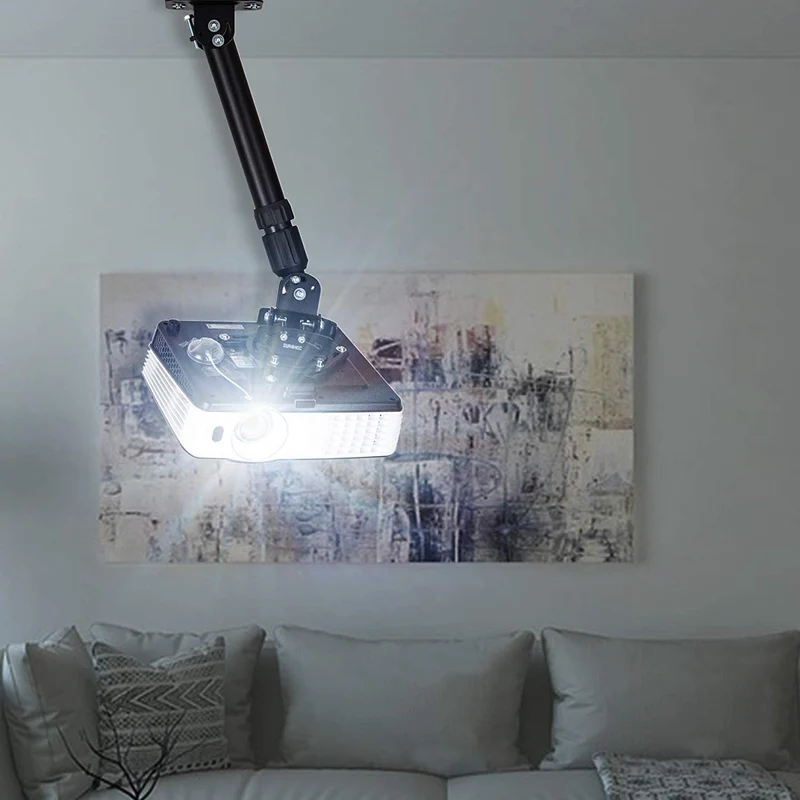 Duronic PB04XL Support pour Vidéoprojecteur Plafond Rotatif 360° Inclinable 30° et Pivotable 20° Charge maximale de 13,6 kg Bras Extensible Idéal pour Home Cinema présentations conférences