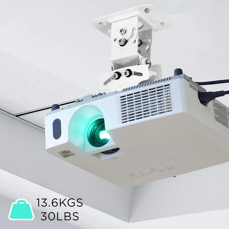 Duronic PB05XB Support pour Vidéoprojecteur Plafond Rotatif 360° Inclinable 30° et Pivotable 20° Charge maximale 13,6 kg Idéal pour Home Cinema présentations conférences