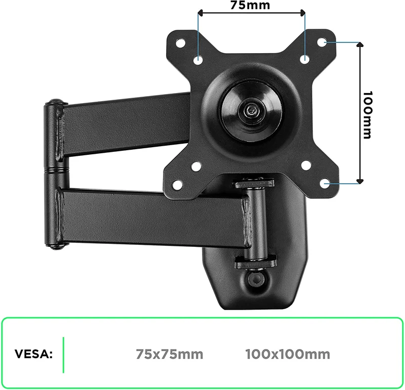 Duronic TVB1120 Support TV Mural pour écran de télévision de 13 à 30 Pouces ou 33 à 76 cm VESA 75 x 100 mm avec Bras articulé Charge maximale de 18 kg