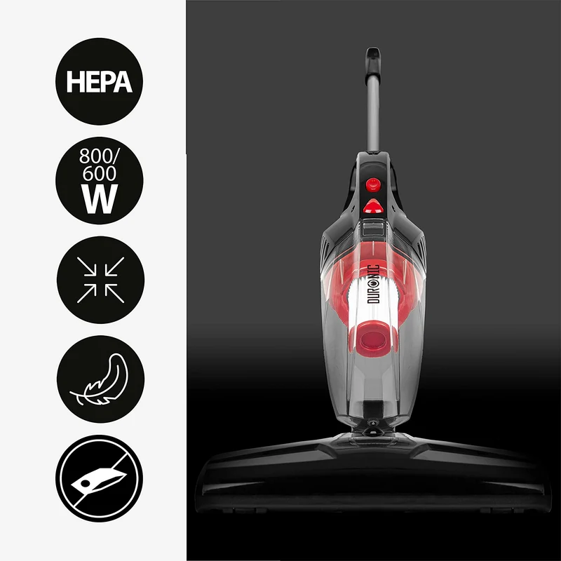 Duronic VC8 BK Aspirateur Balai et à Main sans Sac Classe A + tête suceuse/Flexible/Brosse - Se converti en Quelques Secondes !