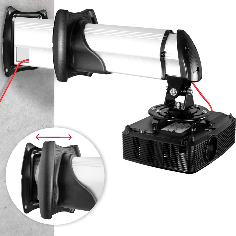Duronic PB10XM Support pour Vidéoprojecteur Plafond et Mural Haute-résistance Rotatif 360° Inclinable 15° Pivotant 180° Charge maximale de 15 kg avec Bras Prolongateur