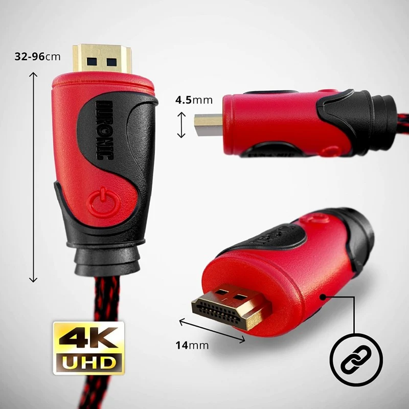 Duronic HDC03 / 2 m | Câble HDMI dernière génération 2.0 | 2 mètres |Connecteurs en plaqué Or 24K | Permet la Transmission Rapide de Signal 3D 4K 2160p | Ethernet