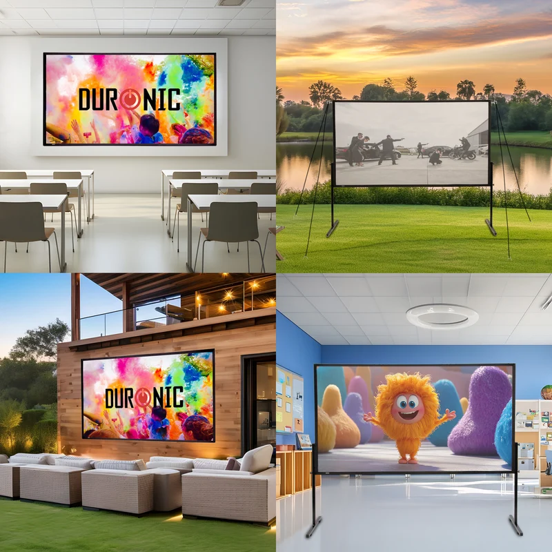Duronic BD-SFPS80 16:9 Ecran de Projection vidéoprojecteur 80 Pouces Toile de Projection écran Home 4K Full HD 3D Cinema soirée cinéma Bureaux Conférence Classe école Montage Mural trépied