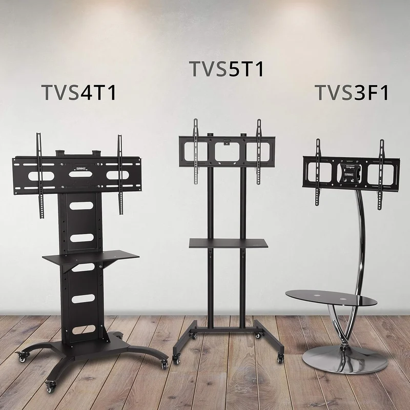 Duronic TVS5T1 Meuble TV pour écran 32 à 70 Pouces Support télévision LCD LED OLED QLED VESA 600x400 mm Charge max 68 kg Roulettes