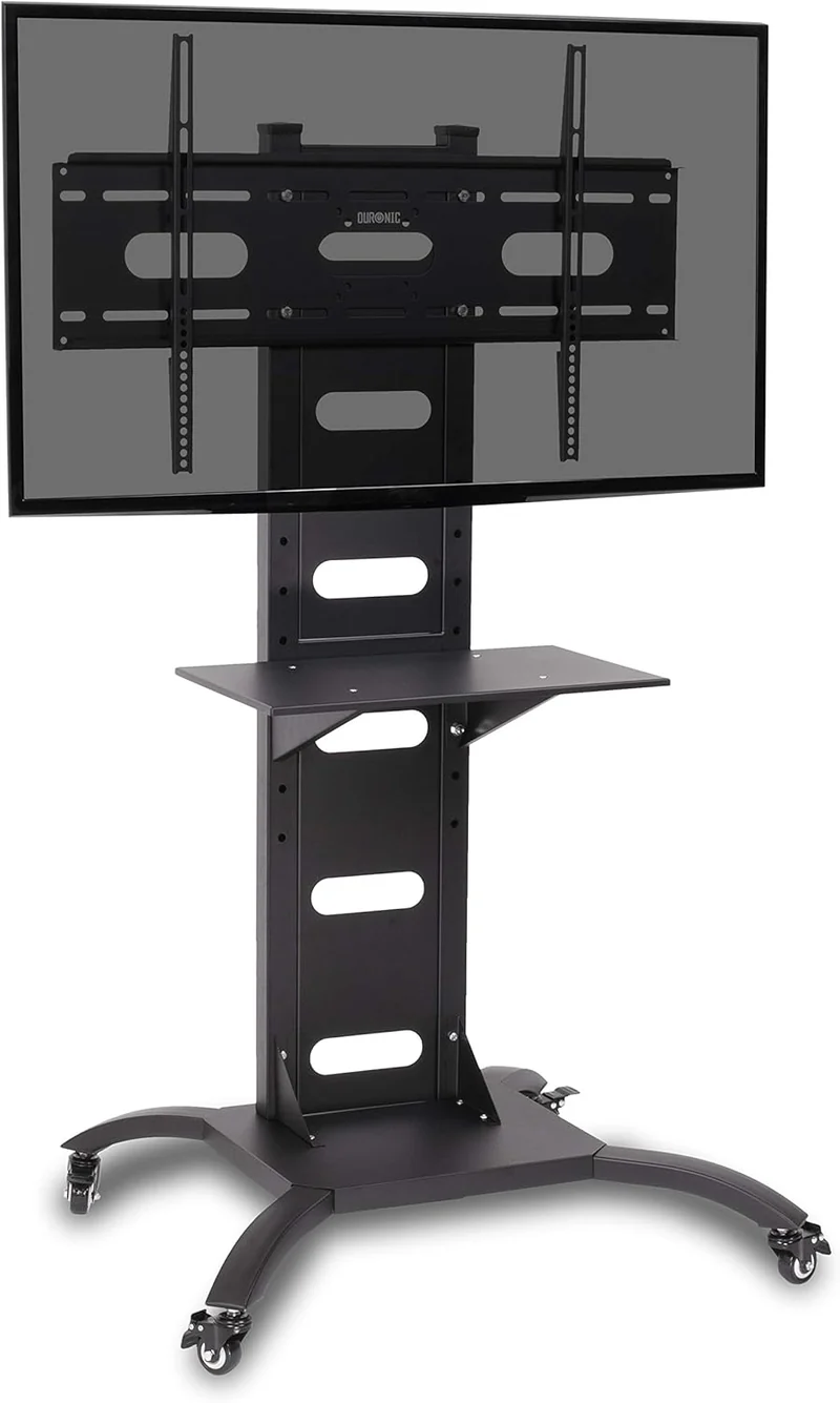 Duronic TVS4T1 Meuble TV pour écran 37 à 70 Pouces Support télévision LCD LED OLED QLED VESA 600x400 mm Charge Max 82 kg roulettes intégrées