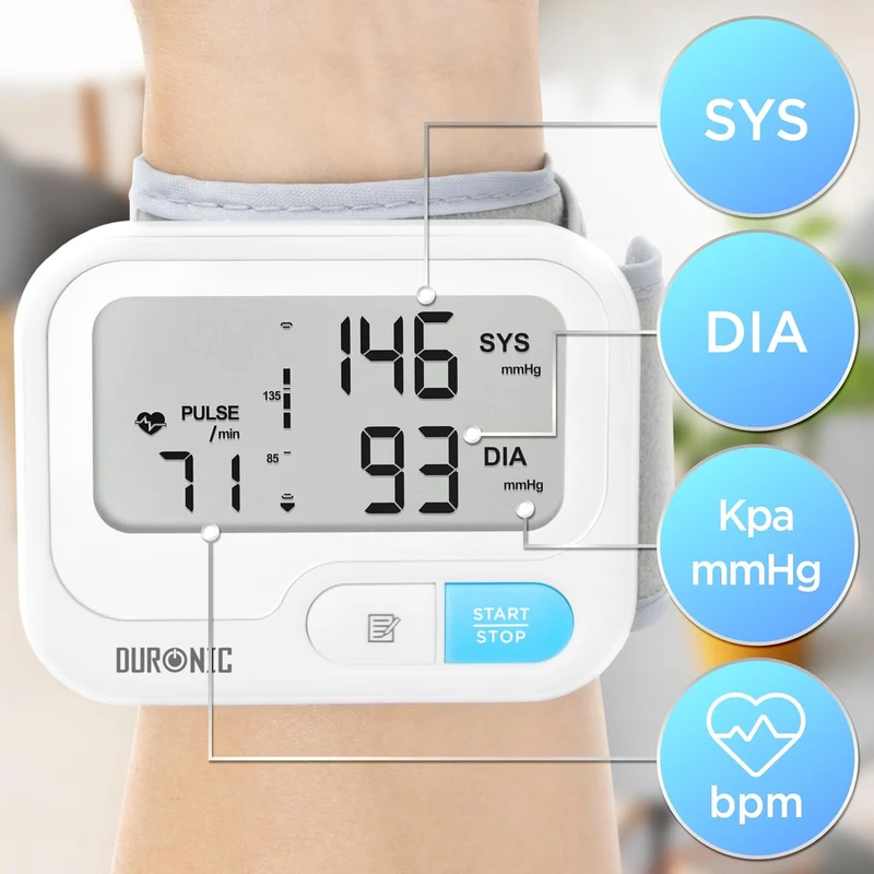 Duronic BPM65 WE Tensiomètre 6V Appareil de mesure de tension artérielle systolique diastolique avec fonction mémoire Mesures précises de la pression artérielle 2 piles AAA