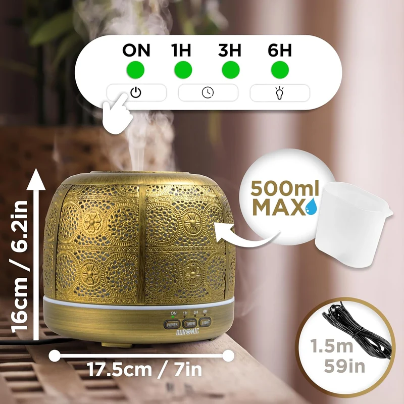 Duronic AD43 Diffuseur d’Arômes Brumisateur d’Huiles essentielles Purificateur d’air Naturel Humidificateur Aromathérapie Maison Bien être Relaxation détente apaisant Parfum