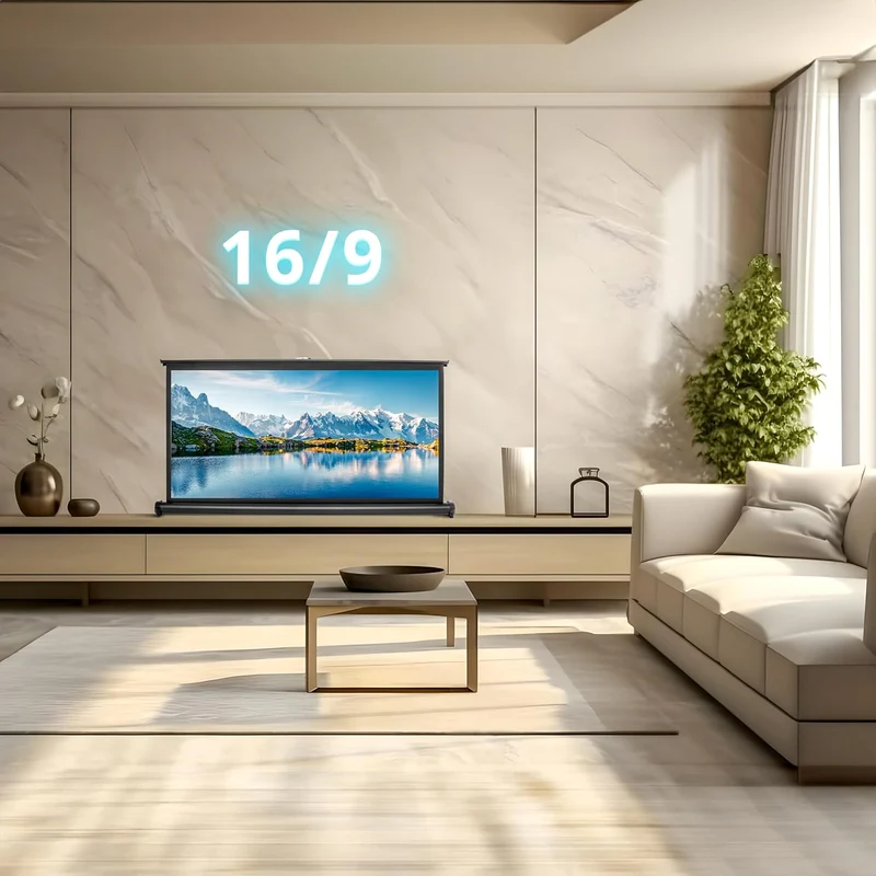 Duronic DPS40 16/9 Ecran de Projection TV et Home Cinema pour Bureau de 40 Pouces 101 cm | 89 x 50 cm | Toile pour vidéoprojecteur | Solution Alternative au Trépied | Gain +1 idéal pour 3D 8K 4K 1080P