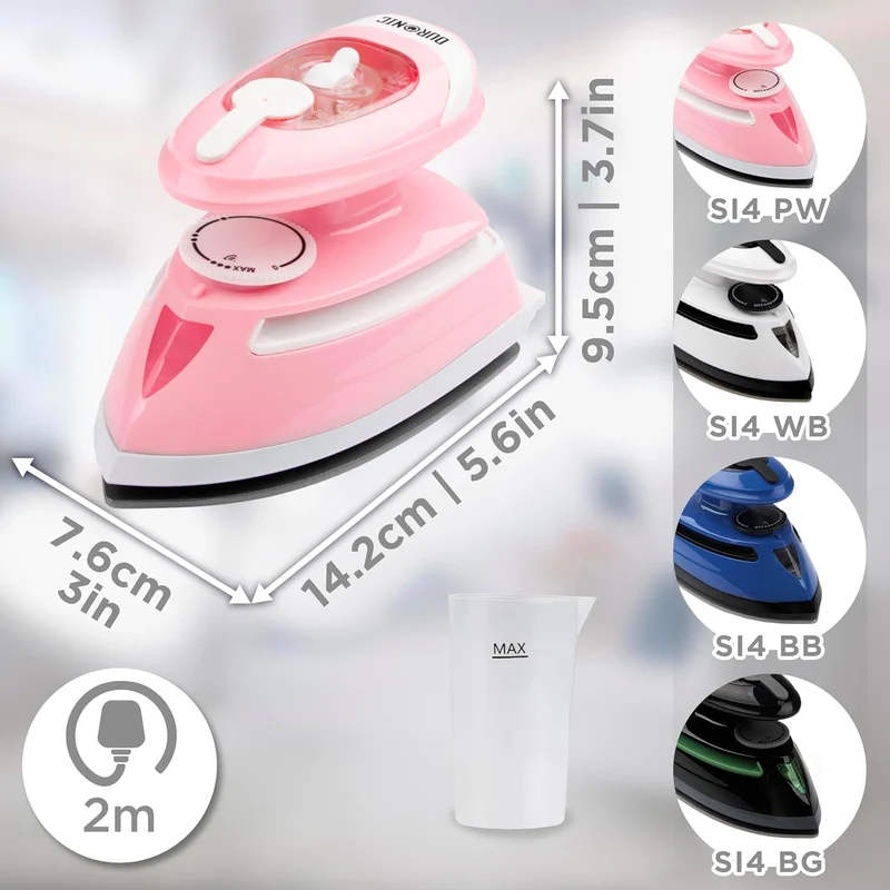 Duronic SI4 PW Fer à Repasser à Vapeur de Voyage 420W Mini fer à repasser avec réservoir d'eau de 30 ml Fer à Vapeur Transportable pour Repassage en Voyage Compact