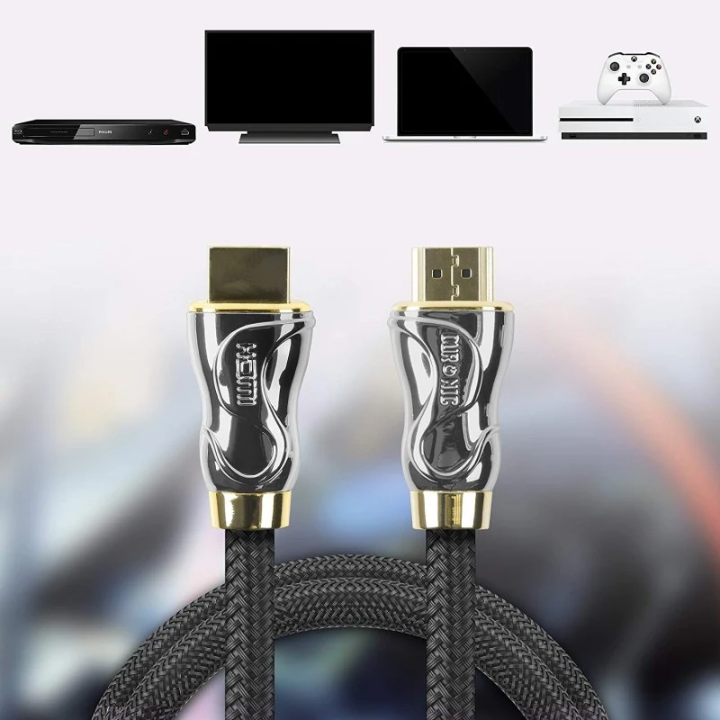 Duronic HDC04 / 1,5 m Câble HDMI dernière génération 2.0 | 1,5 mètre | Tête en métal et connecteurs en plaqué Or 24K | Permet la Transmission Rapide de Signal 3D 4K 2160p | Ethernet