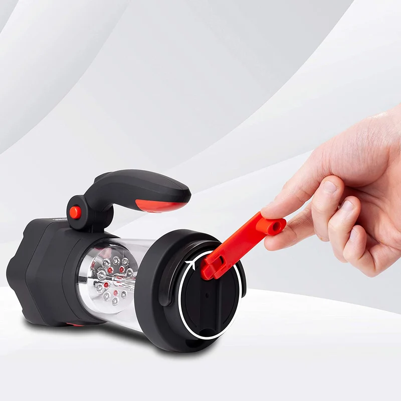 Duronic Hurricane - Lampe Torche Lanterne à Dynamo et USB - Lanterne à 10 LED - Signal d’Urgence Rouge Clignotant - Lampe Torche à 3 LED