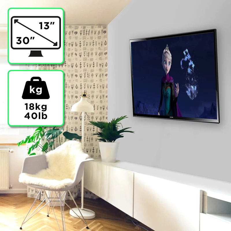 Duronic TVB0920 Support Mural inclinable pour écran de télévision de 13 à 30 Pouces ou 33 à 71 cm VESA 50 x 100 mm Charge maximale de 18 kg Bras extenseur
