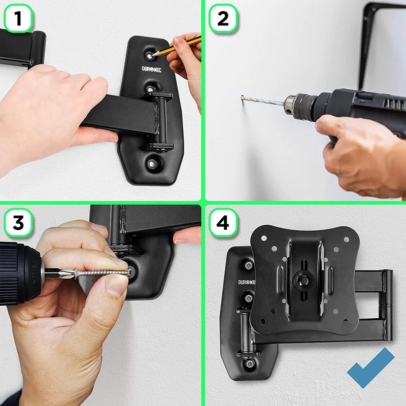 Duronic TVB0920 Support Mural inclinable pour écran de télévision de 13 à 30 Pouces ou 33 à 71 cm VESA 50 x 100 mm Charge maximale de 18 kg Bras extenseur