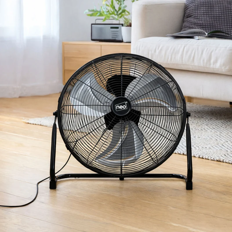 Neo High Velocity Black Metal Floor Freestanding Fan - 16 Inch