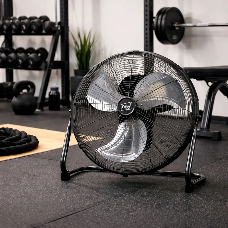 Neo High Velocity Black Metal Floor Freestanding Fan - 16 Inch