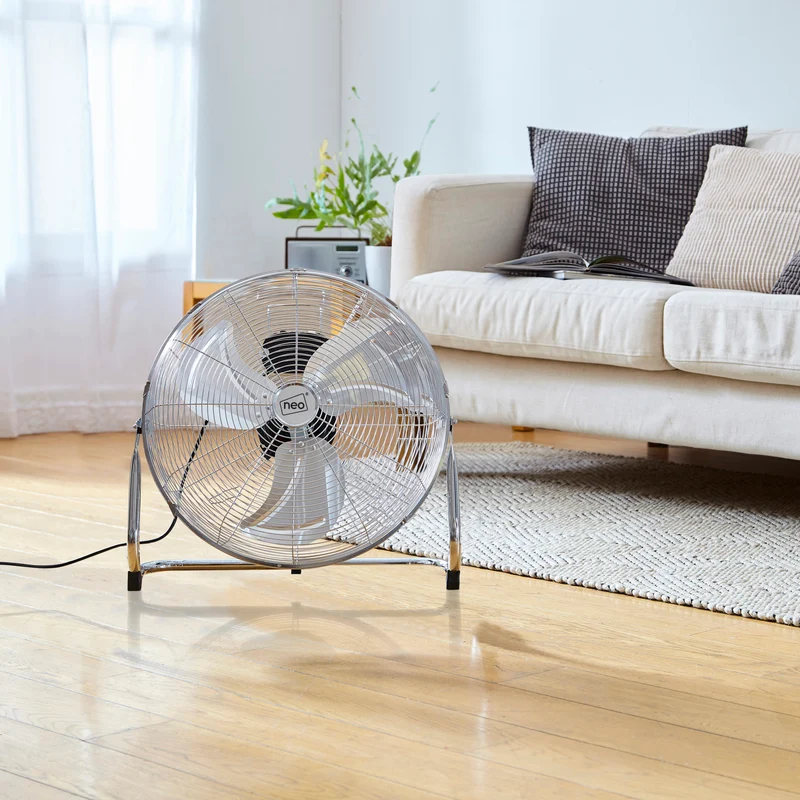 Neo High Velocity Chrome Metal Floor Freestanding Fan - 12 Inch
