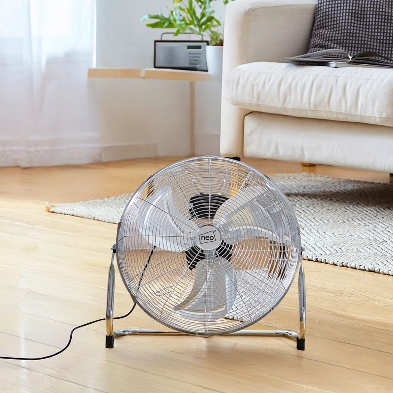 Neo High Velocity Chrome Metal Floor Freestanding Fan 9 Inch