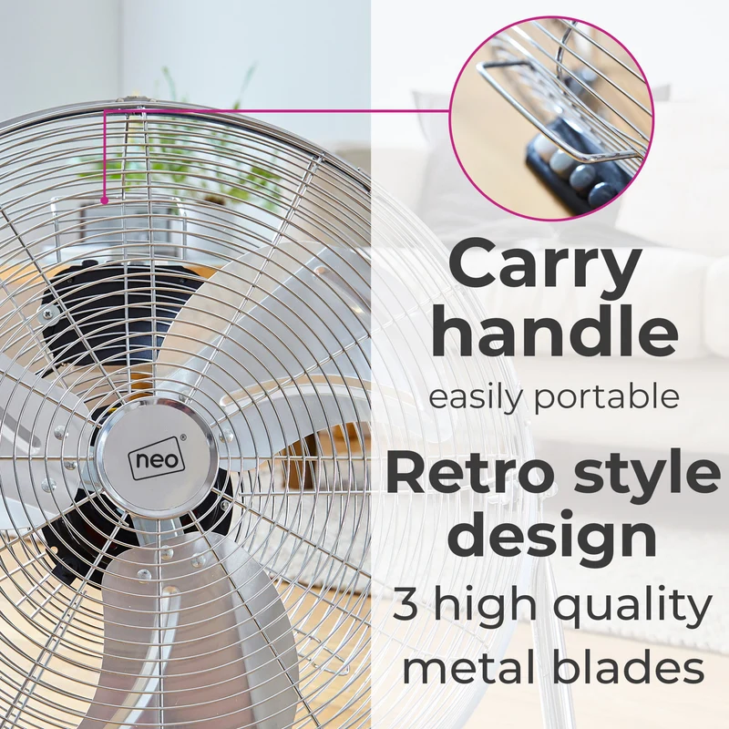 Neo High Velocity Chrome Metal Floor Freestanding Fan - 20 Inch