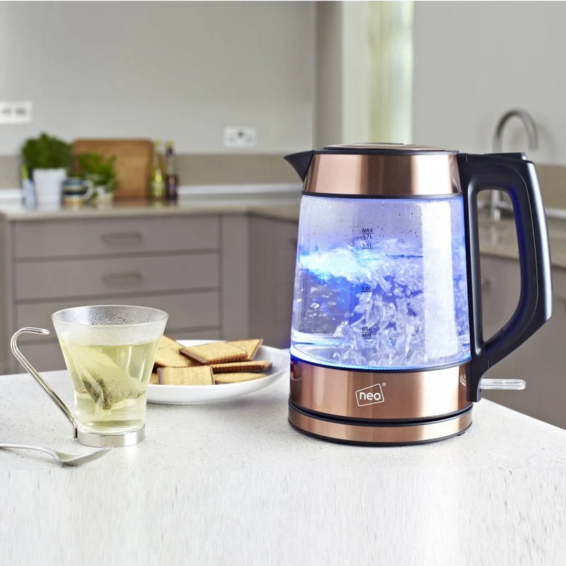 Neo Copper Cordless Nordic Illuminated Glass Kettle
