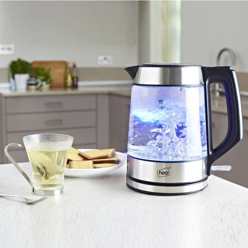 Neo Chrome Cordless Nordic Illuminated Glass Kettle