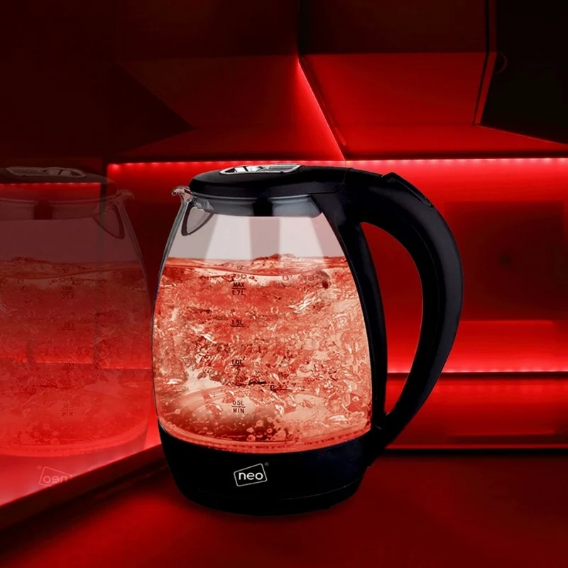 Neo 1.7L Red LED Illuminated Electric Glass Kettle