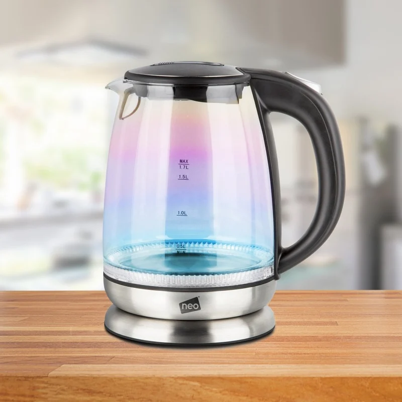 Neo 1.7L Colour-Changing Rainbow-Effect Glass Kettle