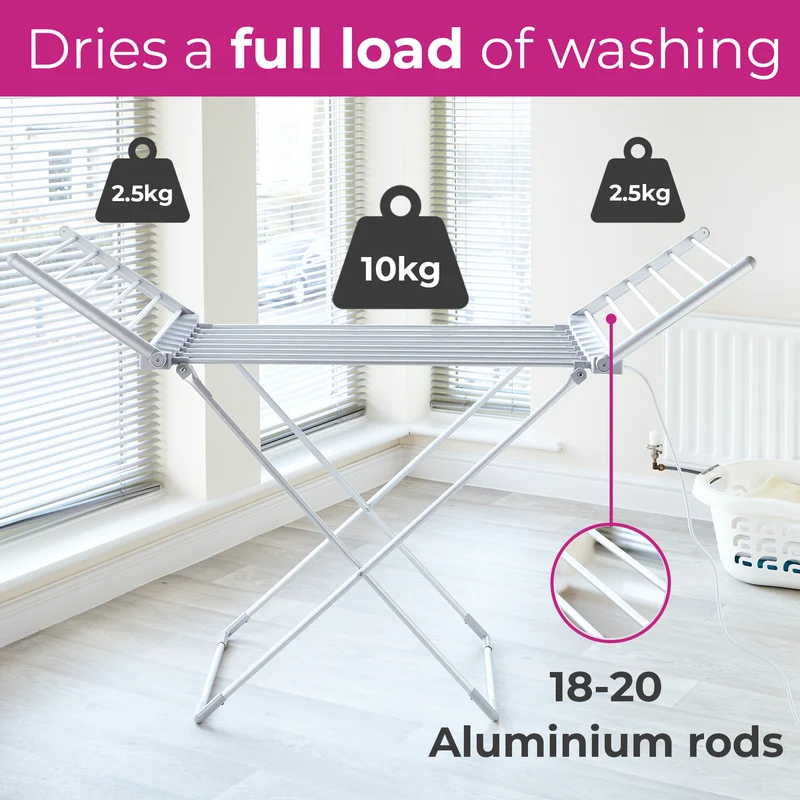 Neo Electric Heated Winged Airer Clothes Dryer Rack