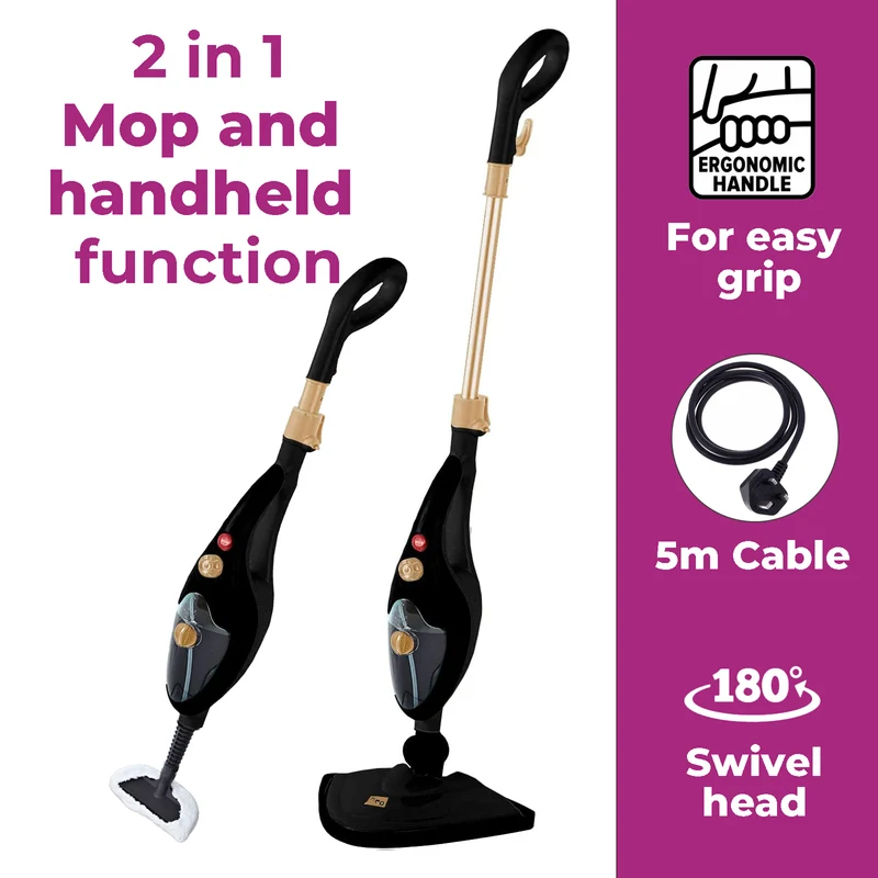 Neo Black & Copper 10 in 1 1500W Hot Steam Mop Cleaner and Hand Steamer