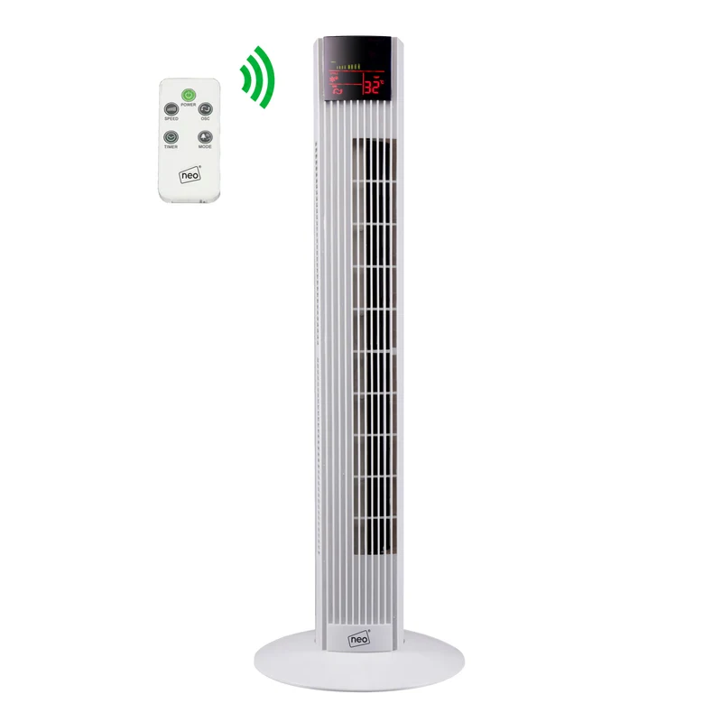 Neo 36” White Free Standing 3 Speed Tower Fan with Remote Control