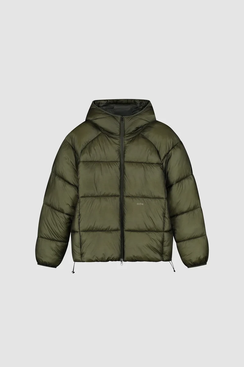 Arte Doudoune Ripstop Hooded Puffer Green