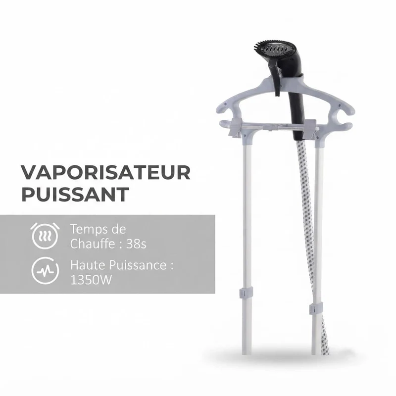Défroisseur Vapeur Vertical 1950W - 11 Niveaux de Température