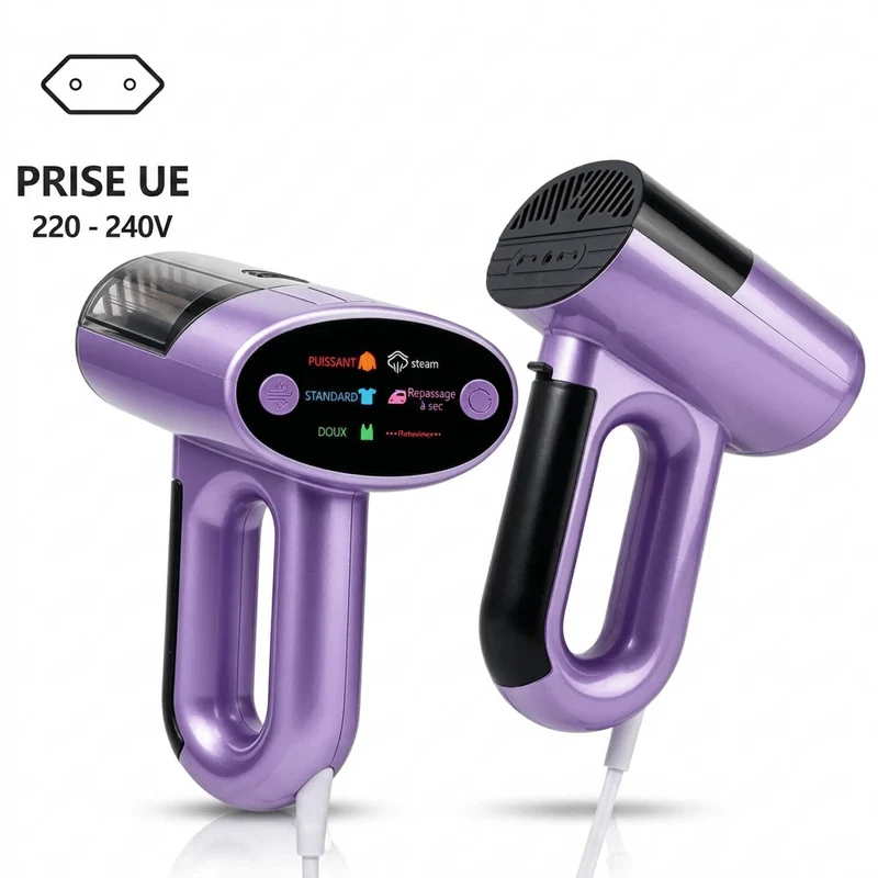 Défroisseur vapeur portable puissant 1000W avec système d'aspiration