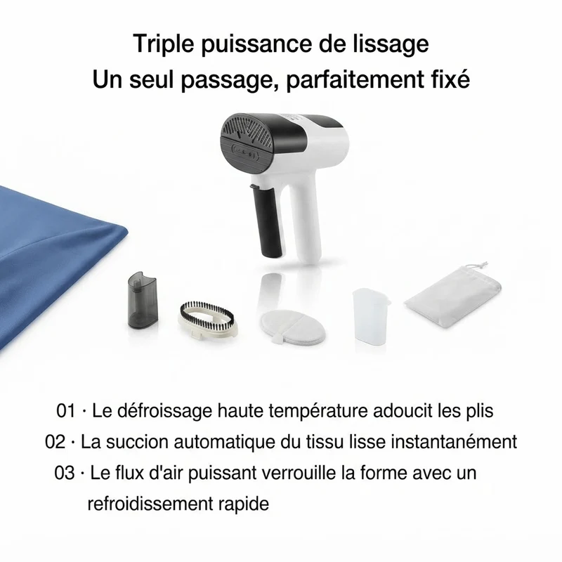 Défroisseur vapeur portable puissant 1000W avec système d'aspiration