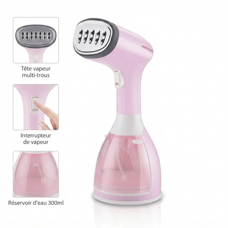 Défroisseur vapeur portable – 1500W, Réservoir 280ml