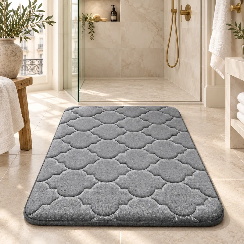 Tapis de Salle de Bain Moelly | Tapis de douche antidérapant en mousse à mémoire de forme