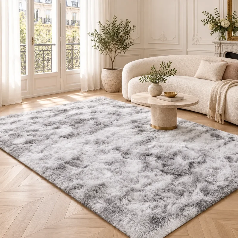 Tapis Shaggy Moelly | Tapis de salon et chambre effet tie-dye, doux et antidérapant