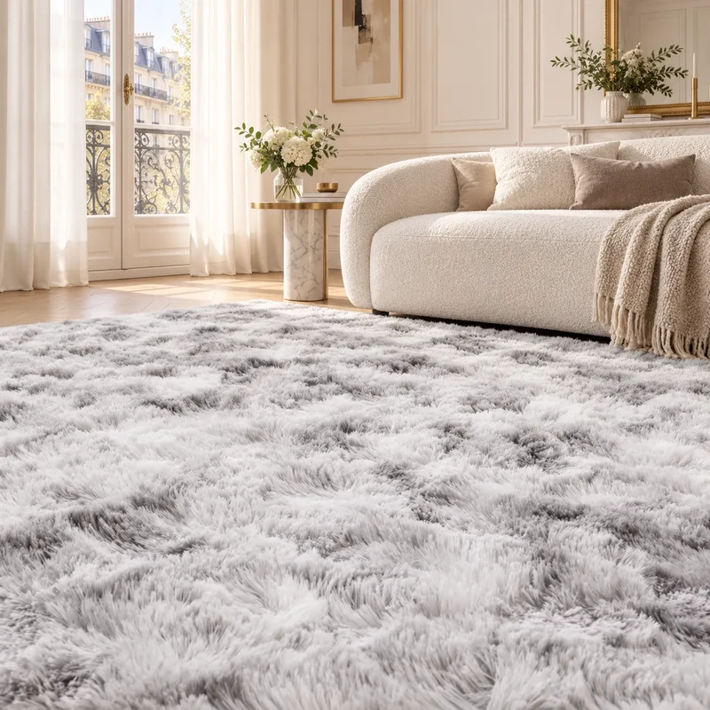 Tapis Shaggy Moelly | Tapis de salon et chambre effet tie-dye, doux et antidérapant