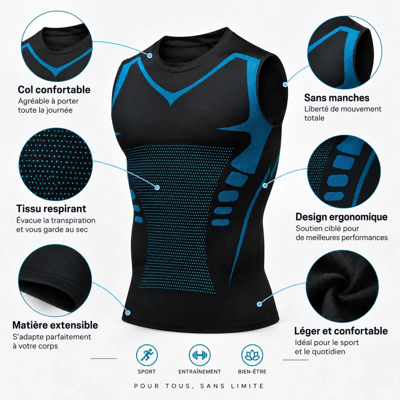 Débardeur Gainant VITA BOOST | T-shirt de compression sculptant, homme et femme