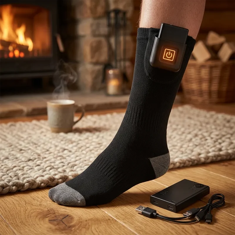 Chaussettes Chauffantes Cozyfeet | Chaussettes thermiques électriques rechargeables avec boîtier batterie