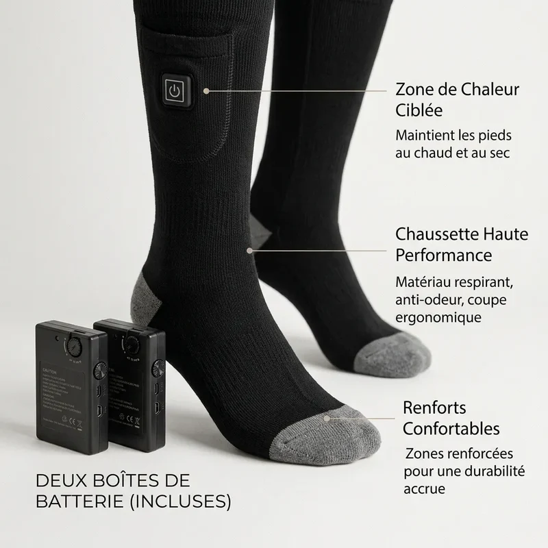 Chaussettes Chauffantes Cozyfeet | Chaussettes thermiques électriques rechargeables avec boîtier batterie