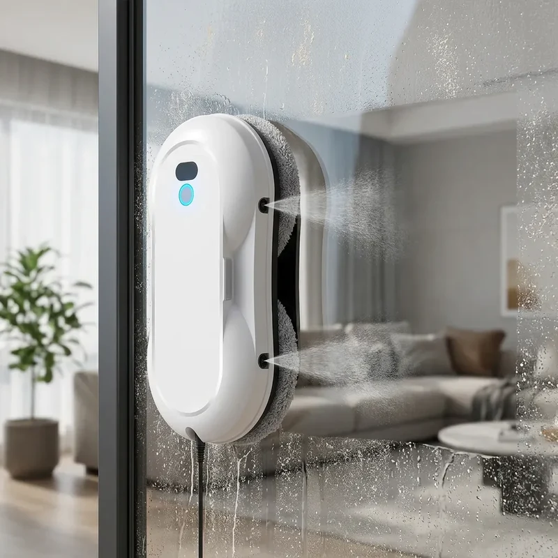 Robot Lave Vitres 5600 Pa | Pulvérisation d'eau, nettoyage automatique et télécommande