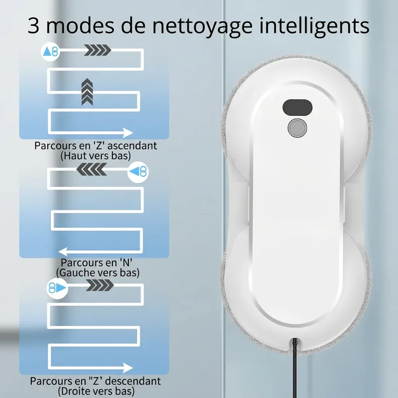 Robot Lave Vitres 5600 Pa | Pulvérisation d'eau, nettoyage automatique et télécommande