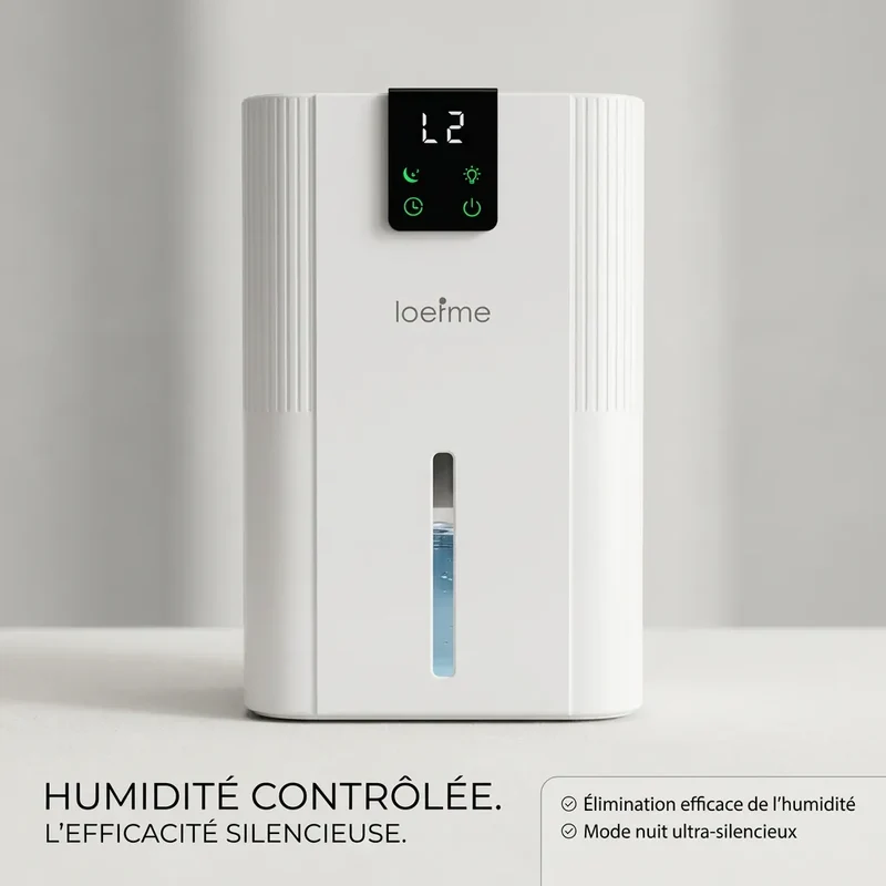 Déshumidificateur d'Air LOEFME | 750 ML/jour, réservoir 2,8 L, écran LED