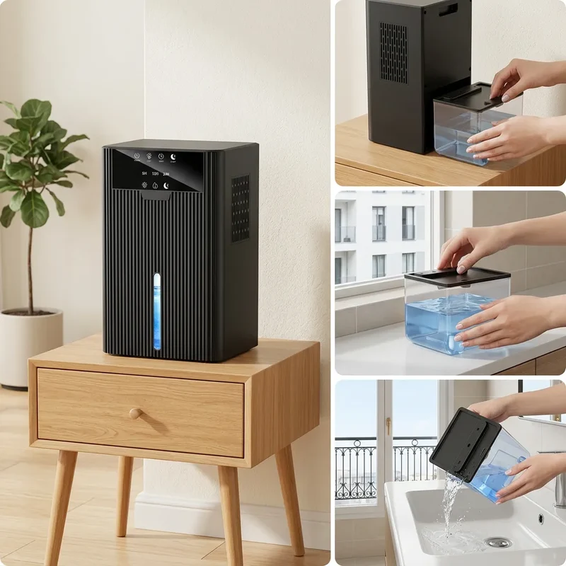 Déshumidificateur Électrique | Absorbeur d'humidité portable, réservoir 1500 ML, arrêt automatique
