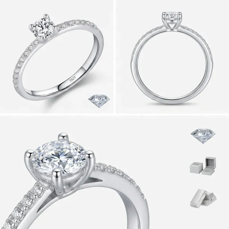 Bague MODIAN Moissanite | Bague pour femme en argent 925, moissanite couleur D certifiée