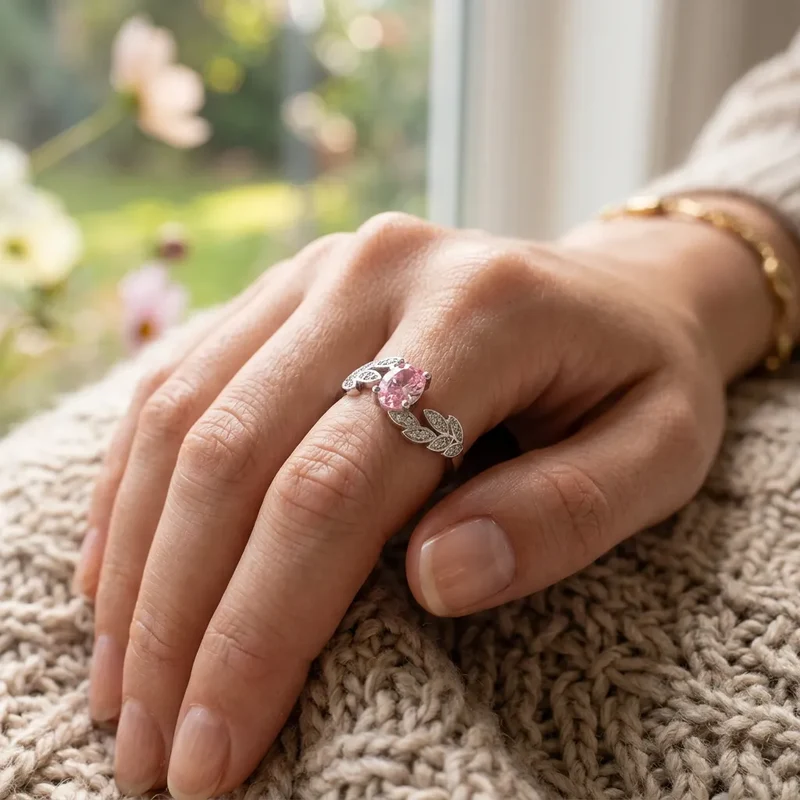 Bague Éclat S925 | Bague pour femme en argent sterling sertie de zircons, taille ajustable