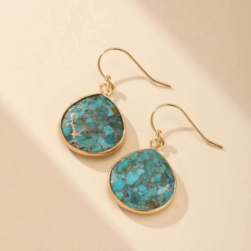 Boucles d'Oreilles Miroir du Ciel | Boucles d'oreille femme en turquoise veinée